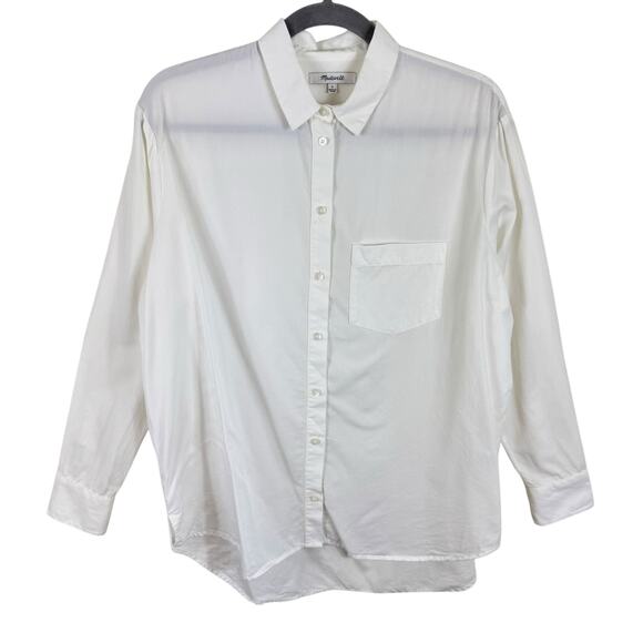 Madewell White Cotton Modal Long Sleeve Collared Preppy Button Up Shirt Size S - Picture 1 of 7